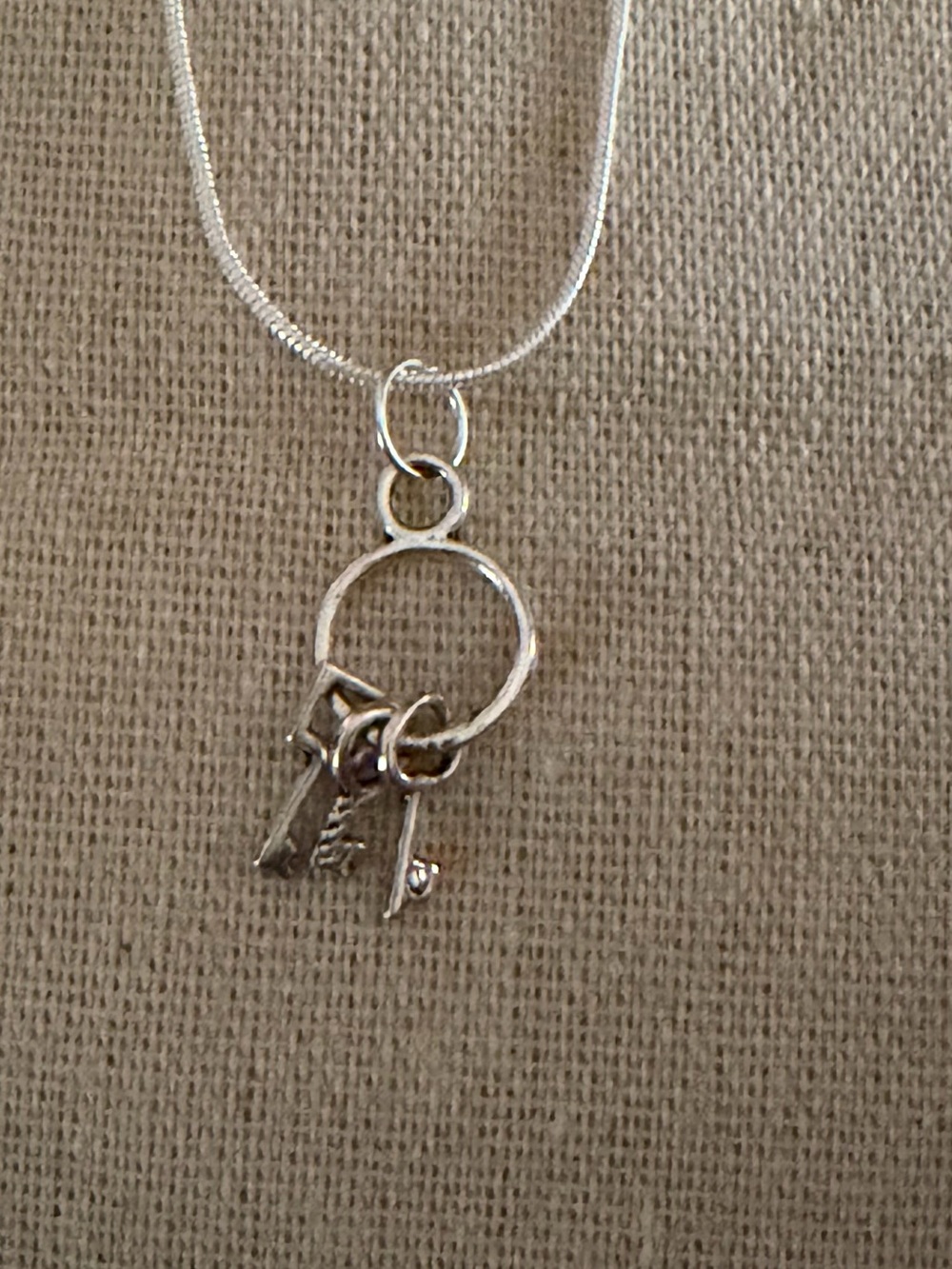 Silver Key Charm Necklace - Silver Pendant Necklace